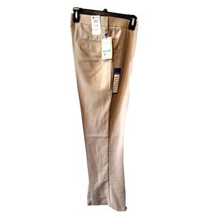Haggar Pants Mens 34X32 Medium Slacks Straight Fit Flex Waist Flat Front Beige